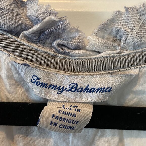 Tommy Bahama Two Palms Ruffled Linen Dress Black and White - Picture 3 of 5